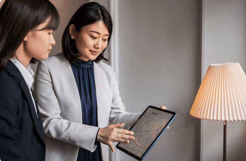 women showing data